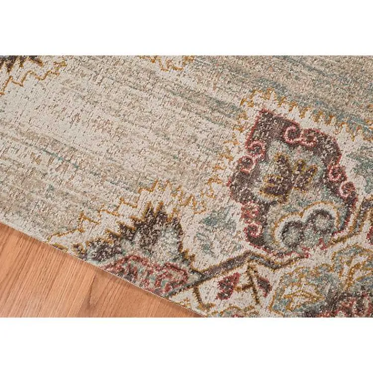 Kirklands Home Area Rugs|Beige Vintage Medallion Round Area Rug, 6 ft. Brown