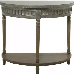 Kirklands Home Console Tables|Beige Wood and Metal Half Moon Console Table Tan