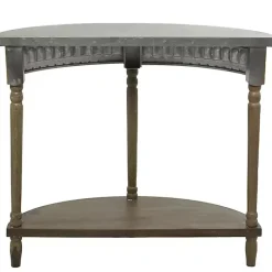 Kirklands Home Console Tables|Beige Wood and Metal Half Moon Console Table Tan