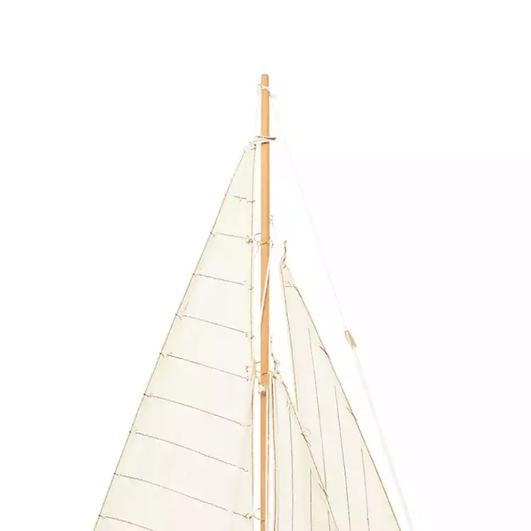 Outlet Beige Wood Coastal Sailboat, 21 in. Statues & Figurines