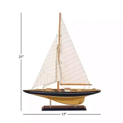 Outlet Beige Wood Coastal Sailboat, 21 in. Statues & Figurines