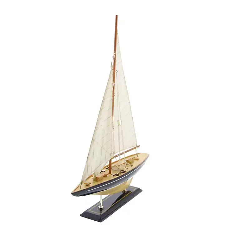 Outlet Beige Wood Coastal Sailboat, 21 in. Statues & Figurines