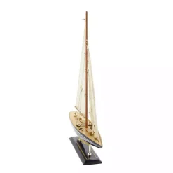Outlet Beige Wood Coastal Sailboat, 21 in. Statues & Figurines
