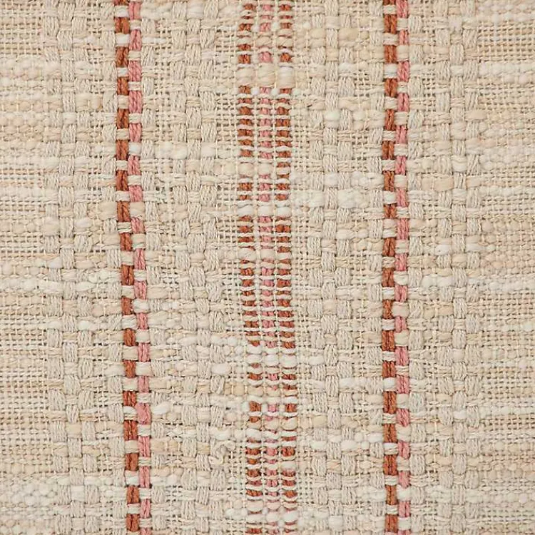 Beige Woven Red Stripes Lumbar Pillow Pillows