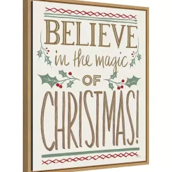 Hot Believe in the Magic Christmas Canvas Wall Plaque Christmas Art & Wall Decor