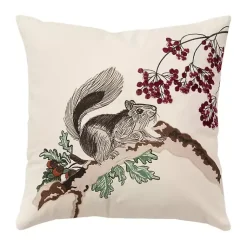 Sale Berry and Squirrel Christmas Throw Pillow Pillows