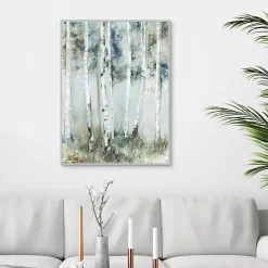 Kirklands Home Canvas Art|Birch Blue Forest Framed Canvas Art Print