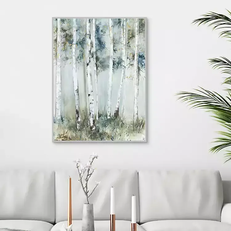 Kirklands Home Canvas Art|Birch Blue Forest Framed Canvas Art Print