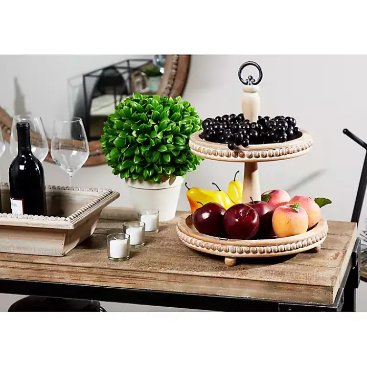 Kirklands Home Serving & Entertaining|Birch Wood Tiered Tray Brown