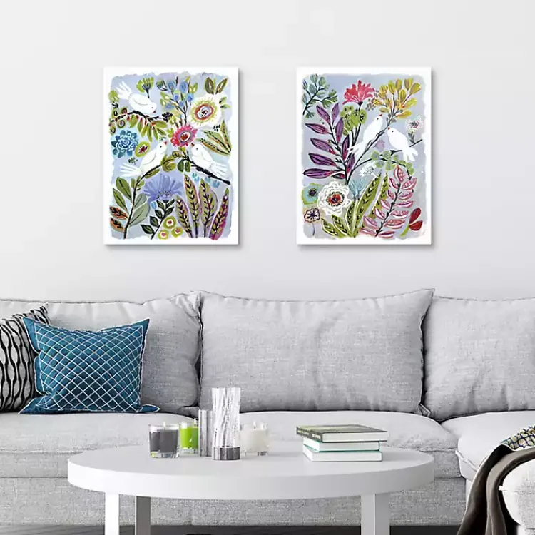 Kirklands Home Canvas Art|Bird Love Framed Canvas Art Prints, Set of 2 Multi