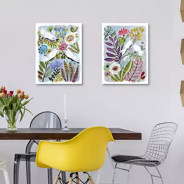 Kirklands Home Canvas Art|Bird Love Framed Canvas Art Prints, Set of 2 Multi