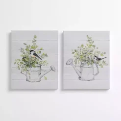 Kirklands Home Canvas Art|Birds on Water Pitcher Canvas Art Prints, Set of 2