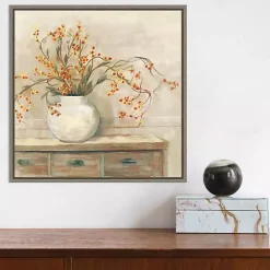 Kirklands Home Canvas Art|Bittersweet Bouquet Framed Canvas Art Print Tan