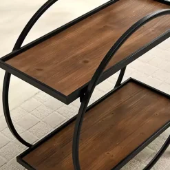 Kirklands Home Kitchen Islands & Bar Carts|& Brown Wood 2-Tier Odessa Bar Cart Black