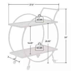 Kirklands Home Kitchen Islands & Bar Carts|& Brown Wood 2-Tier Odessa Bar Cart Black