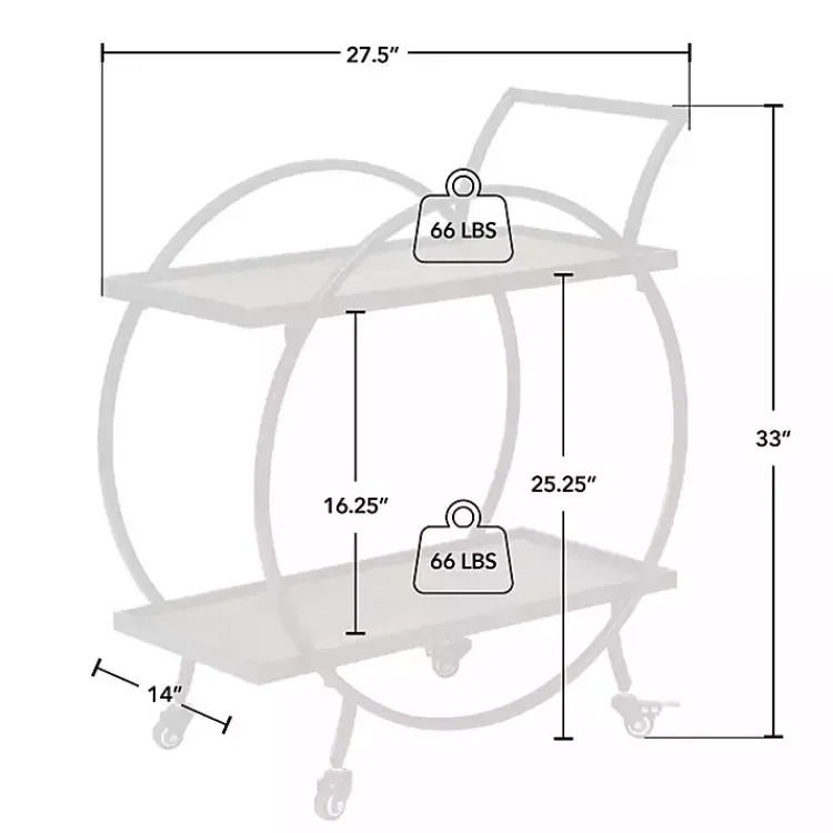 Kirklands Home Kitchen Islands & Bar Carts|& Brown Wood 2-Tier Odessa Bar Cart Black