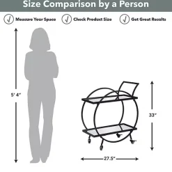 Kirklands Home Kitchen Islands & Bar Carts|& Brown Wood 2-Tier Odessa Bar Cart Black