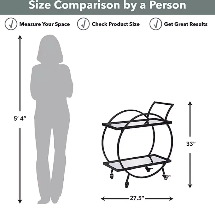 Kirklands Home Kitchen Islands & Bar Carts|& Brown Wood 2-Tier Odessa Bar Cart Black