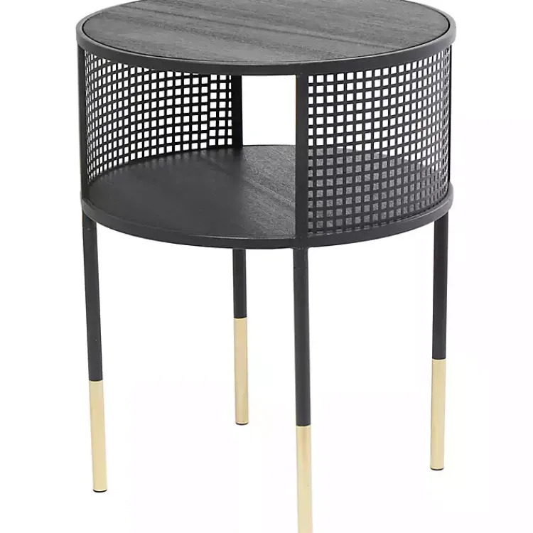 Kirklands Home Accent & End Tables|& Gold Metal Mesh Round Accent Table Black