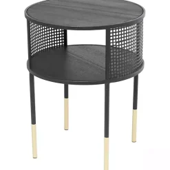 Kirklands Home Accent & End Tables|& Gold Metal Mesh Round Accent Table Black