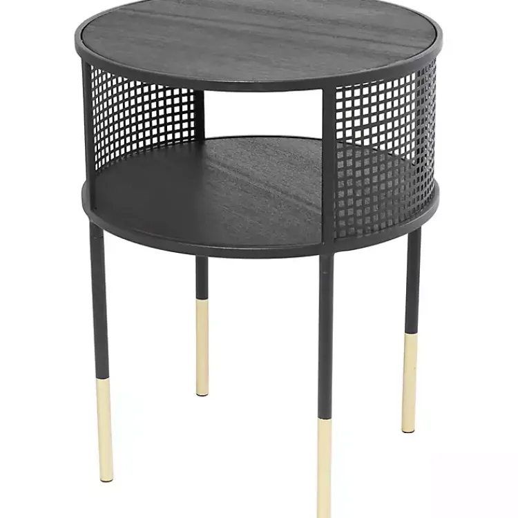 Kirklands Home Accent & End Tables|& Gold Metal Mesh Round Accent Table Black