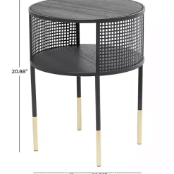Kirklands Home Accent & End Tables|& Gold Metal Mesh Round Accent Table Black