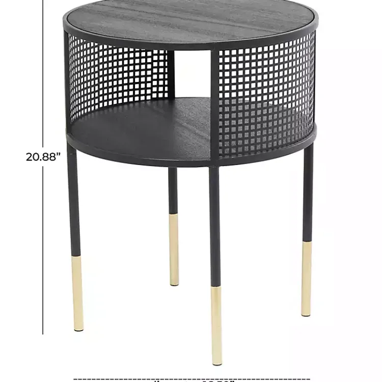 Kirklands Home Accent & End Tables|& Gold Metal Mesh Round Accent Table Black