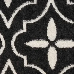 Kirklands Home Outdoor Rugs|Black & Ivory Quatrefoil Indoor/Outdoor Runner