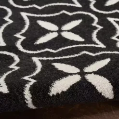 Kirklands Home Area Rugs|Black & Ivory Quatrefoil Indoor/Outdoor Rug, 8x10