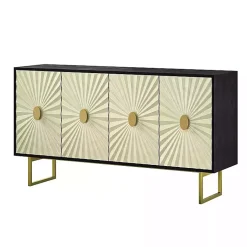 Kirklands Home Cabinets & Sideboards|Black & Ivory Sunburst 4-Door Sideboard
