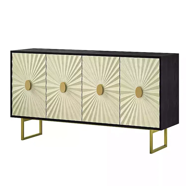 Kirklands Home Cabinets & Sideboards|Black & Ivory Sunburst 4-Door Sideboard