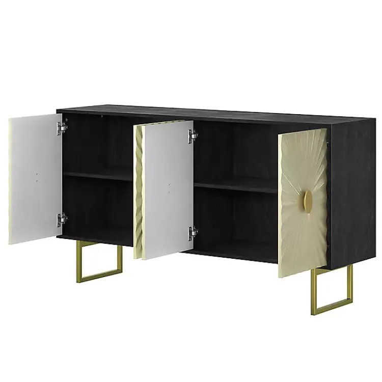 Kirklands Home Cabinets & Sideboards|Black & Ivory Sunburst 4-Door Sideboard