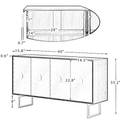 Kirklands Home Cabinets & Sideboards|Black & Ivory Sunburst 4-Door Sideboard