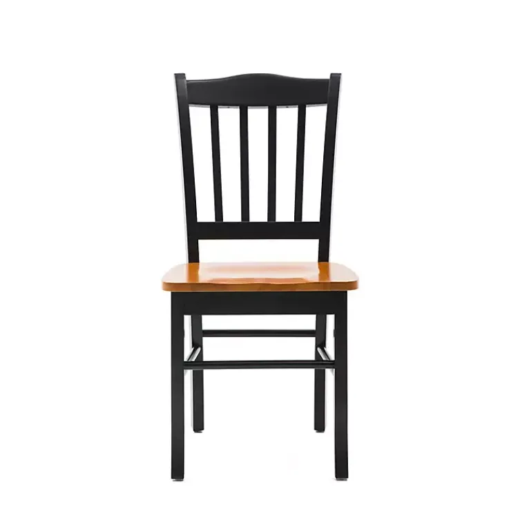 Kirklands Home Dining Chairs|Black & Oak Wood Shaker Dining Chairs, Set of 2 Brown