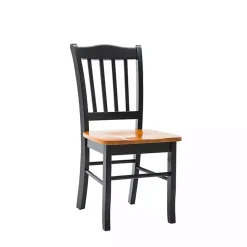 Kirklands Home Dining Chairs|Black & Oak Wood Shaker Dining Chairs, Set of 2 Brown