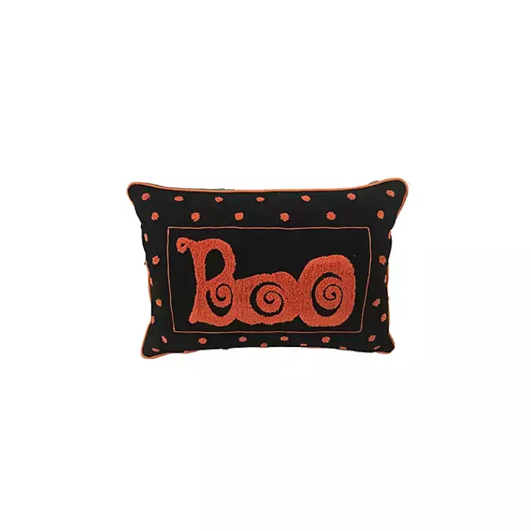 Online Black & Orange Boo Polka Dot Halloween Pillow Halloween