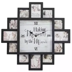 Kirklands Home Clocks|Black 12 Photo Frame Collage Clock
