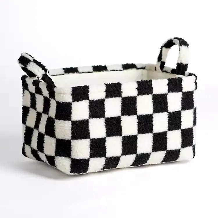 Hot & White Checkered Sherpa Bin Baskets & Boxes