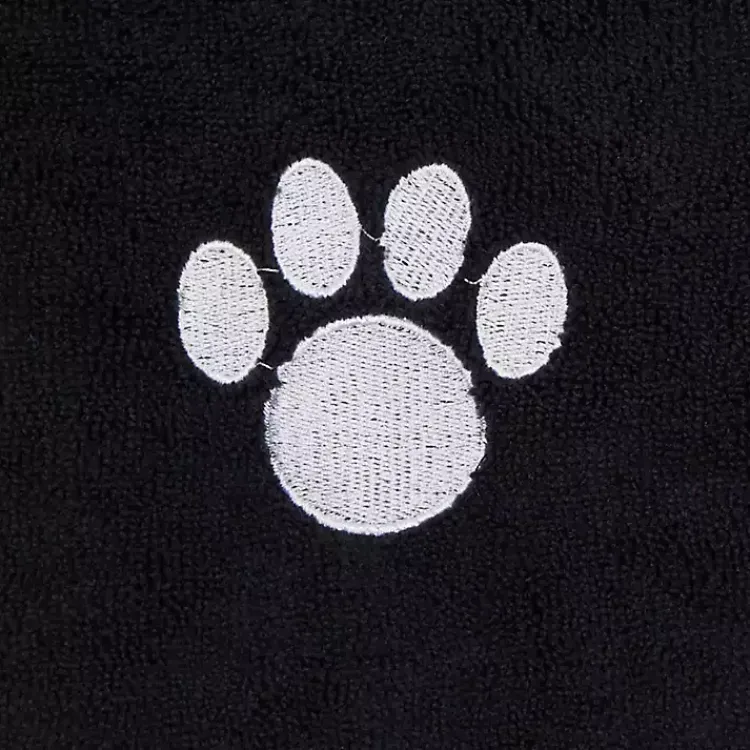 Kirklands Home Pet Dishes & Canisters|Black & White Embroidered Paw Pet Towels, Set of 3