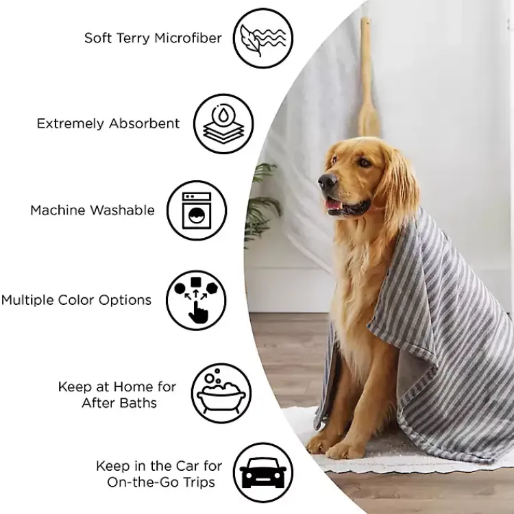 Kirklands Home Pet Dishes & Canisters|Black & White Embroidered Paw Pet Towels, Set of 3