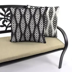 Kirklands Home Outdoor Cushions & Pillows|Black & White Geometric Leaves Outdoor Pillow
