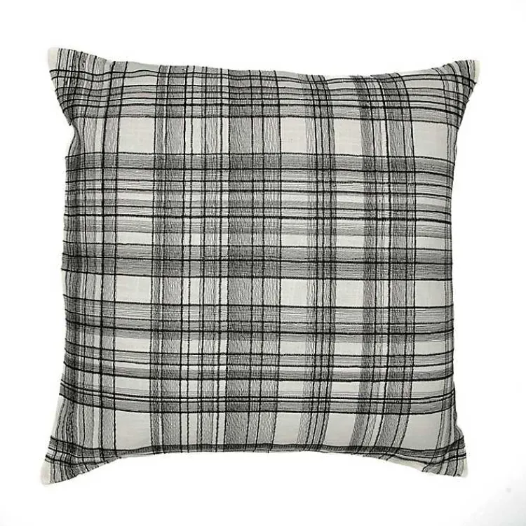 New Black & White Handwoven Plaid Throw Pillow Pillows