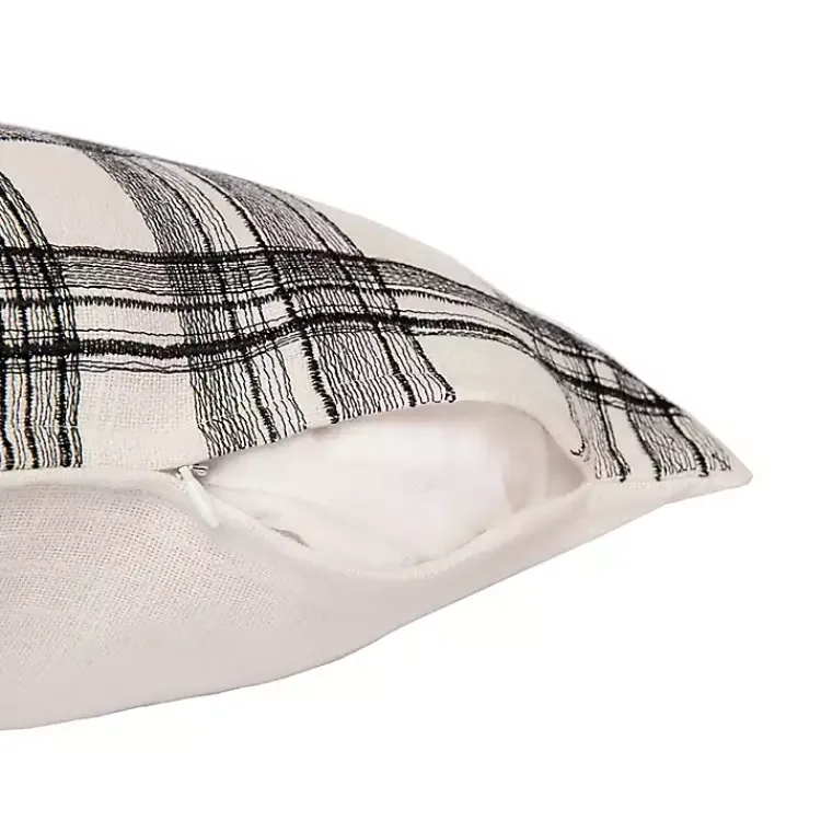 New Black & White Handwoven Plaid Throw Pillow Pillows