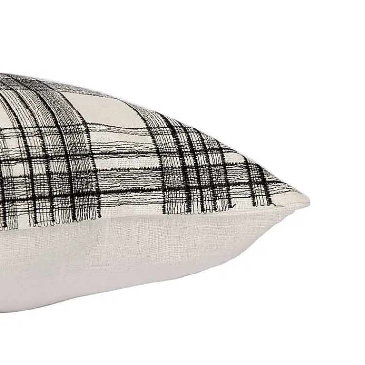 New Black & White Handwoven Plaid Throw Pillow Pillows