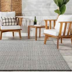 Kirklands Home Area Rugs|Black & White Trellis Indoor/Outdoor Rug, 4x6