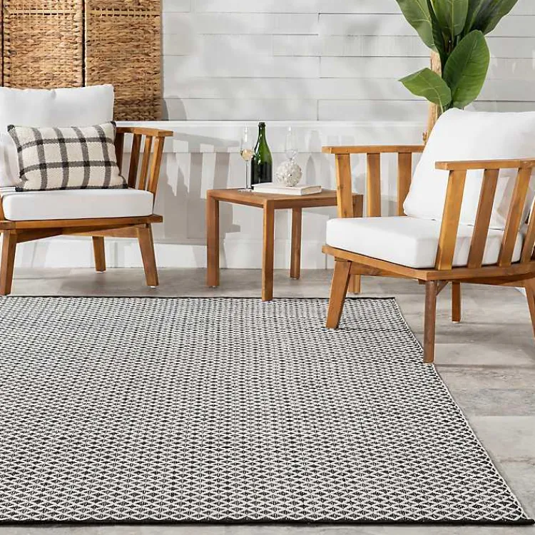 Kirklands Home Area Rugs|Black & White Trellis Indoor/Outdoor Rug, 4x6