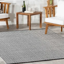 Kirklands Home Area Rugs|Black & White Trellis Indoor/Outdoor Rug, 4x6