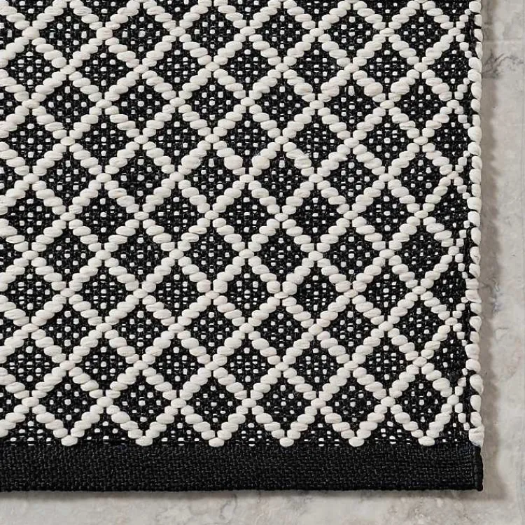 Kirklands Home Area Rugs|Black & White Trellis Indoor/Outdoor Rug, 6x9