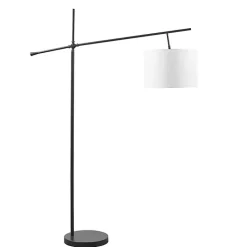Kirklands Home Floor Lamps|Black Adjustable Arm Modern Floor Lamp White