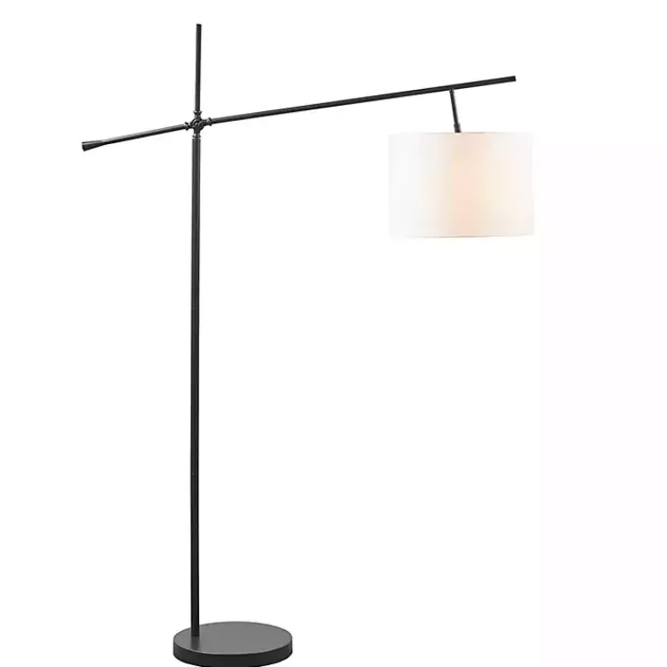 Kirklands Home Floor Lamps|Black Adjustable Arm Modern Floor Lamp White